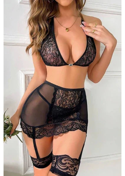 Sexy Lace Lingerie Set with Stockings