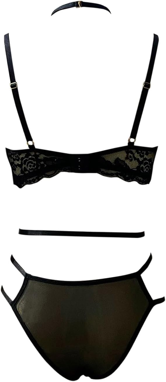 Sexy Lace Halter Bralette Set