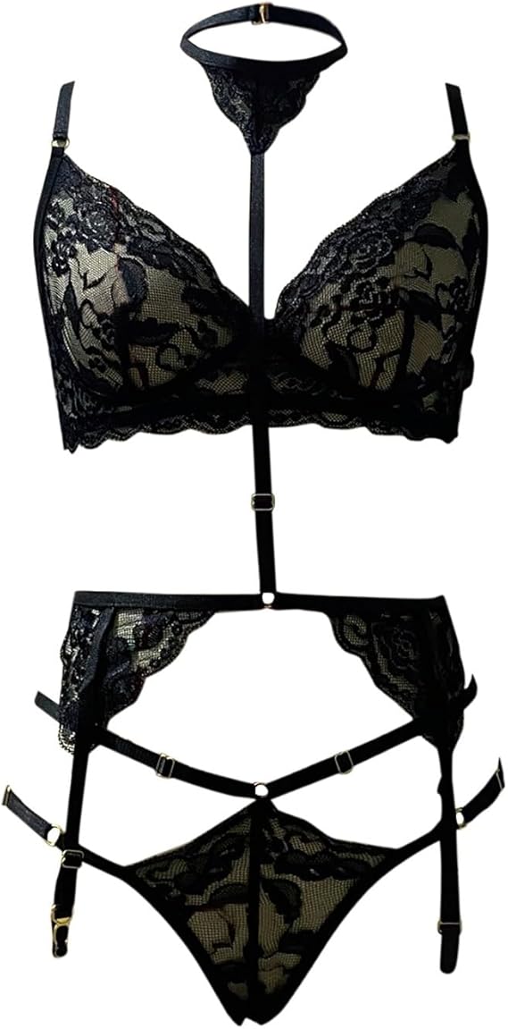 Sexy Lace Halter Bralette Set