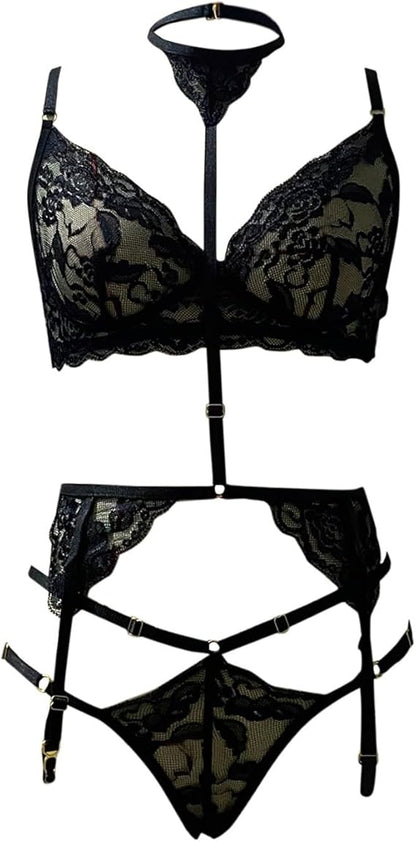 Sexy Lace Halter Bralette Set