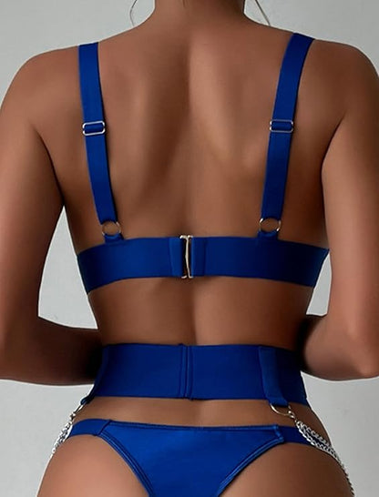 6-Piece Lingerie Set with Garter, Suspender & PU Skirt